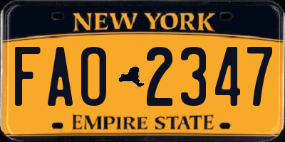 NY license plate FAO2347