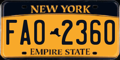 NY license plate FAO2360
