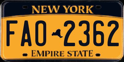 NY license plate FAO2362
