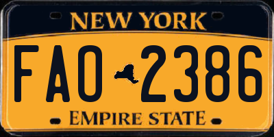NY license plate FAO2386