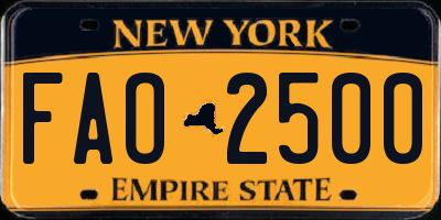 NY license plate FAO2500