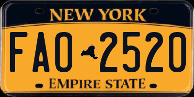 NY license plate FAO2520