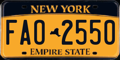 NY license plate FAO2550