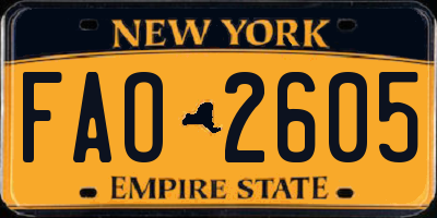 NY license plate FAO2605