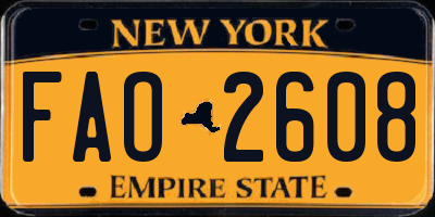 NY license plate FAO2608