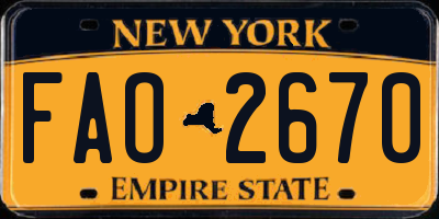 NY license plate FAO2670