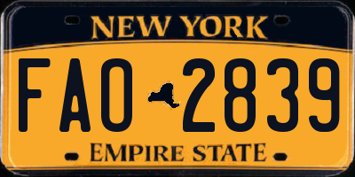 NY license plate FAO2839