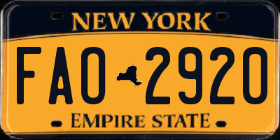 NY license plate FAO2920