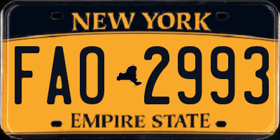 NY license plate FAO2993