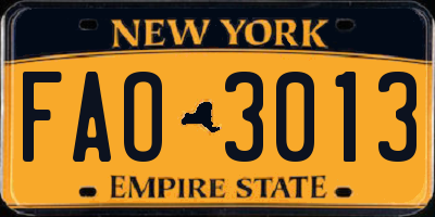 NY license plate FAO3013