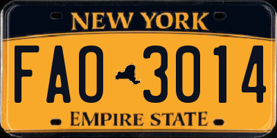 NY license plate FAO3014