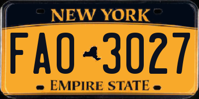 NY license plate FAO3027