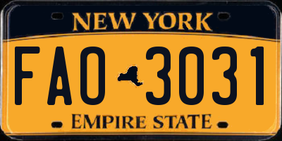NY license plate FAO3031