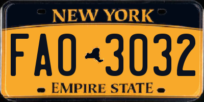 NY license plate FAO3032