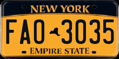 NY license plate FAO3035