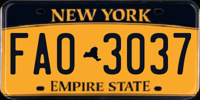 NY license plate FAO3037