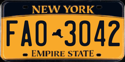 NY license plate FAO3042