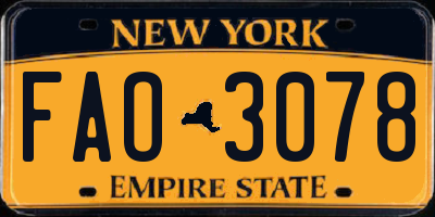 NY license plate FAO3078