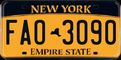 NY license plate FAO3090
