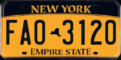 NY license plate FAO3120