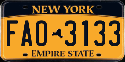 NY license plate FAO3133