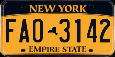 NY license plate FAO3142
