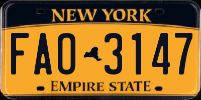 NY license plate FAO3147