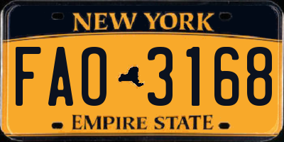 NY license plate FAO3168