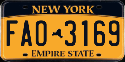 NY license plate FAO3169