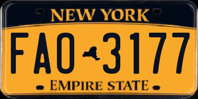 NY license plate FAO3177
