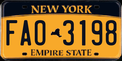 NY license plate FAO3198