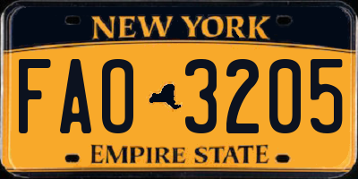 NY license plate FAO3205