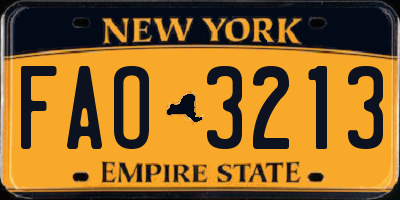 NY license plate FAO3213