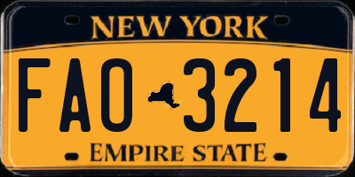 NY license plate FAO3214