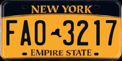 NY license plate FAO3217