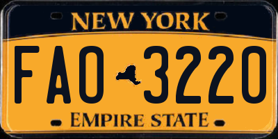 NY license plate FAO3220