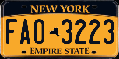 NY license plate FAO3223