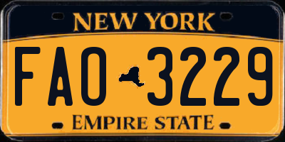 NY license plate FAO3229