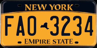 NY license plate FAO3234
