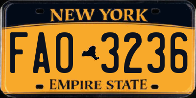 NY license plate FAO3236