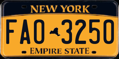 NY license plate FAO3250