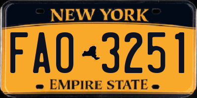 NY license plate FAO3251