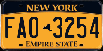 NY license plate FAO3254