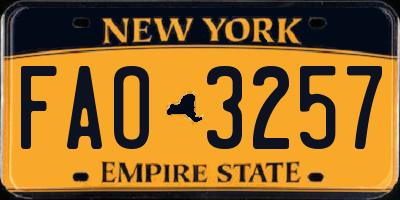 NY license plate FAO3257
