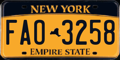 NY license plate FAO3258