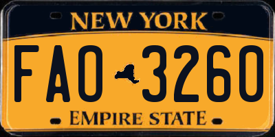 NY license plate FAO3260