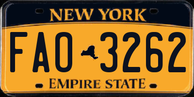 NY license plate FAO3262