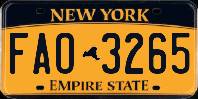 NY license plate FAO3265