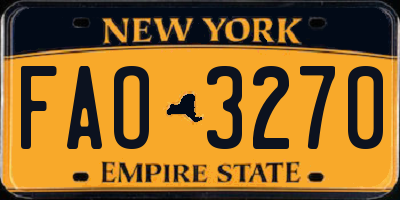 NY license plate FAO3270