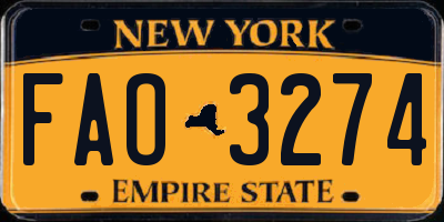 NY license plate FAO3274